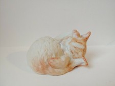 Vintage Cybis porcelain cat figurine orange sleeping picture