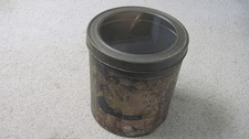 VINTAGE GEN STORE NATIONAL BISCUIT BUTTER PRETZEL LARGE TIN W/ GLASS VIEWING LID picture