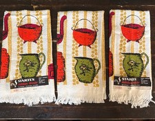 VINTAGE SET 3 NOS STARTEX KITCHEN HAND TOWEL FRINGE MCM 16”x27” picture