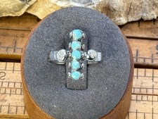 Vintage Native Navajo Sterling Turquoise Beaded 5 stone sz 8.5--2337.26 picture