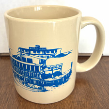 Wharf Restaurant Anchor Lodge Fort Bragg CA Ceramic Mug Beige Blue Graphics picture