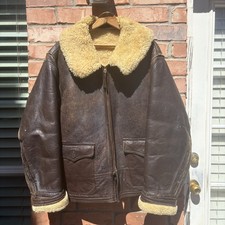 Vintage Willis & Geiger US Navy M-455B Heavy Winter Sheepskin Flight Jacket picture