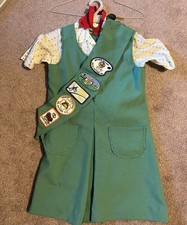 Vintage 1973-85 Girl Scout Junior Uniform Sz 10 Pants Sash Badges 5 Pc Set picture