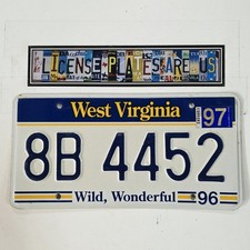 1997 West Virginia License Plate 🔥 Wild, Wonderful WV Tag # 8B 4452 picture