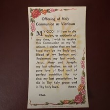 Vintage Catholic Holy Card - Offering Of Holy Communion As Viaticum picture