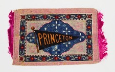 Princeton Univ Cigarette Tobacco Felt Carpet Rug 8-1/4” x 5” Vintage 1900s Pink picture