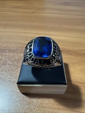 Vtg UAW Ring 25 Years Of Service Local 652 Oldsmobile Gemco Blue Stone Size 13.5 picture