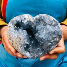3.93LB Natural Blue Celestite Geode Quartz Crystal Mineral Specimen Healing picture