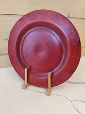 Vintage Scandinavian Wooden Plates Tailio Finland 30cm Red Decorative Set 2 picture