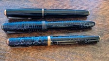 Three Parker Vacumatic Pens (Two Azure, One Black) - Early To Mid 40s picture