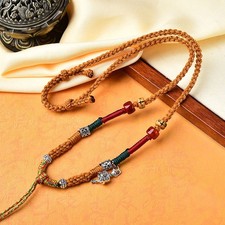 Vintage Ethnic Style Hand Woven Pendant with Adjustable Thangka Necklace Rope picture