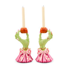 MACKENZIE CHILDS Glam 'o' ween Hand Candle Holders, Set of 2 NEW picture