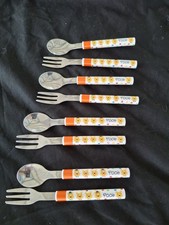 Lot of 8 Vintage Disney Winnie the Pooh Toddler Silverware Set - 4 Forks 4 Spoon picture