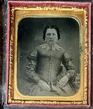 Antique c1857 Tintype Copy of c1845 Daguerreotype Studio Portrait of a Woman picture