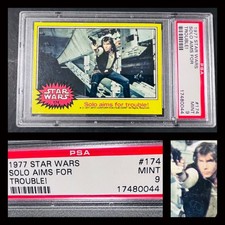 VTG 1977 Topps Star Wars 174 Han Solo Aims For +Trouble Harrison Ford PSA 9 MINT picture