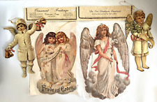Vintage MERRIMACK Die Cut Paper ANGELS Ornaments NOS Victorian Decorations picture