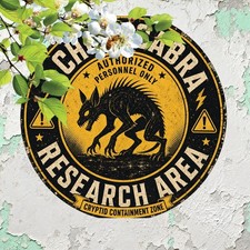 Chupacabra Cryptid Creature Legend Round Metal Sign Mystery Decor picture