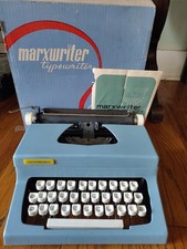 Vintage 1960s Marxwriter Toy Typewriter Blue Louis Marx Co w/ Original Box &... picture