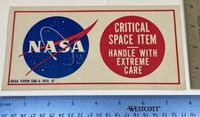 VINTAGE Nasa Real 1967 8x4 Decal/Sticker Genuine CRITICAL SPACE ITEM Form 1368 picture