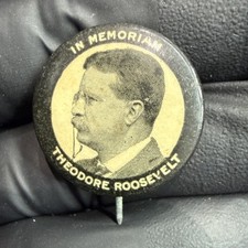 Rare Vintage Teddy Roosevelt In Memoriam Button picture