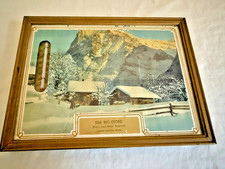 Vintage The Big Store Grand Haven MI Advertising Thermometer Winter Alpine Scene picture