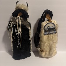 Vintage Native Apache Indian Wooden Dolls Lot Of 2 (Rare) picture