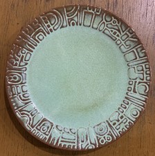 Vtg Frankoma Pottery Mayan Aztec Prairie Green 7G Bread Butter Salad Plate 7