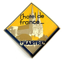 Vintage HOTEL DE FRANCE Chartres LUGGAGE Label DECAL Sticker 1900s DECO Travel picture
