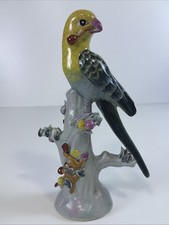 VTG Parrot Bird  Ceramic Figurine 10.5” Made In PRC - Asian China Oriental VGC picture