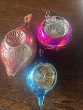 Vintage West Germany Hand Blown Glass Ornaments. Set Of Three picture