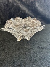 Elegant Cambridge Crystal Rose Point Four Toed Bowl picture