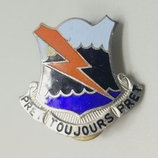 Vintage US Army Pin 304th Signal Battalion Enamel Brooch Pret Toujours Pret picture