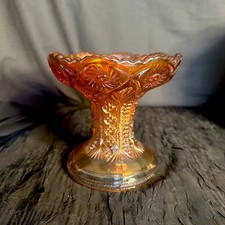Imperial Glass Iridescent Marigold Carnival Glass Pedestal Compote- Glow Glass picture