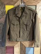 Vintage 40’s WWII Army Jacket Mens Wool Ike Authentic 101st Airborne Patch 36R picture