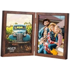 5x7 Picture Frames Double Hinged Wood Folding Photo Frames 5x7 in Brown picture