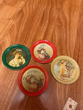 Coca-Cola 1974 Original Soda Advertising Coaster Lot of 4 Red Green Beige picture