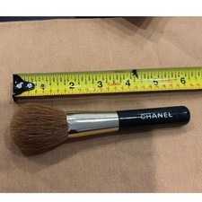 Chanel Makeup Brush Black Silver Logo Tapered Powder Blush Travel Size 5.25 Inch picture