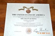 The Cold War Medal Certificate Army Navy Air Force Marines Merchant Coast Guard picture