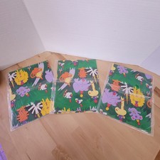 90s VTG American Greetings Zoo Animals Birthday Gift Wrap Wrapping Paper Monkey picture