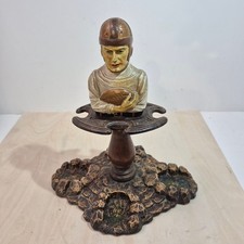 Vintage Football Player Pipe Stand Ashtray Sports Decor picture