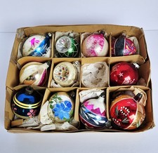 11 Vintage Hand Painted Mercury Glass Polish Austria USA Christmas Ornaments picture