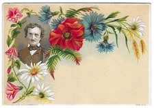 Scarce 1878 Edgar Allen Poe Trade Card Victorian Author Antique Litho Portrait picture