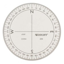 Westcott 360-Degree Compass Protractor, Crystal Clear Transparent Dial, Calibrat picture