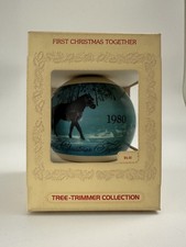 Vintage Hallmark Glass Ornament First Christmas Together Dated 1980 in Box picture