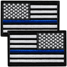 2Pcs Thin Blue Line Flag, Regular and Reversed, Police American Flag Patch picture