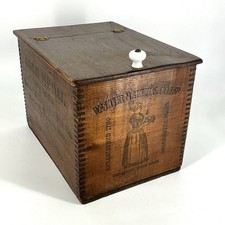 Antique Dovetail Walter Baker Co. Chocolate Wooden Box With Hinged Lid Crate picture