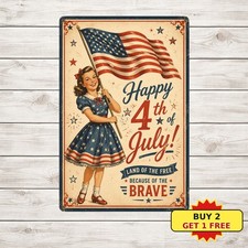 Patriotic Red White Blue July 4th Metal Sign American Flag Independence Decor picture