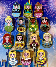 🪆 2014 Disney Princess Princesses Nesting Dolls 14 Pin Lot Alice Belle Aurora picture