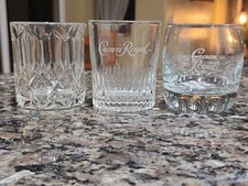 Set of 3 Crown Royal Whiskey Rocks Glasses w/ Heavy Logo Base picture