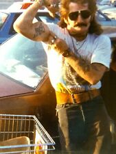 AwD) Photograph Grocery Store Parking Lot Sideburns Muscle Man Hilarious 1980's picture